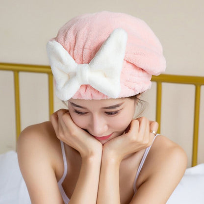 Wet Hair Microfiber Drying Towel Cap Super Absorbent Hair Towel Wrap Pink