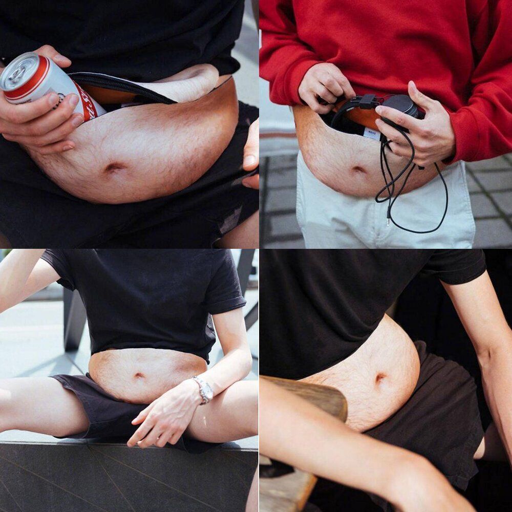 Belt Bum Bag Leather Dad Bod Waist Hairy Beer Fanny Pack Pouch Fat Belly