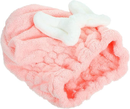 Wet Hair Microfiber Drying Towel Cap Super Absorbent Hair Towel Wrap Pink
