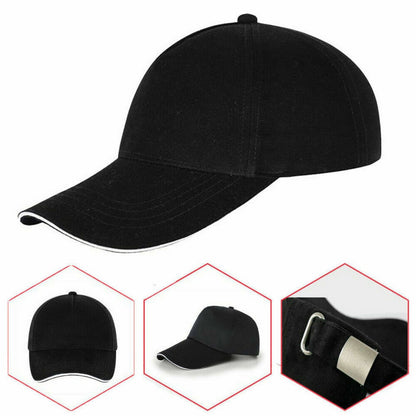 Black Trucker Cap Adjustable Baseball Hat Unisex Plain Hip Hop Perma Curve