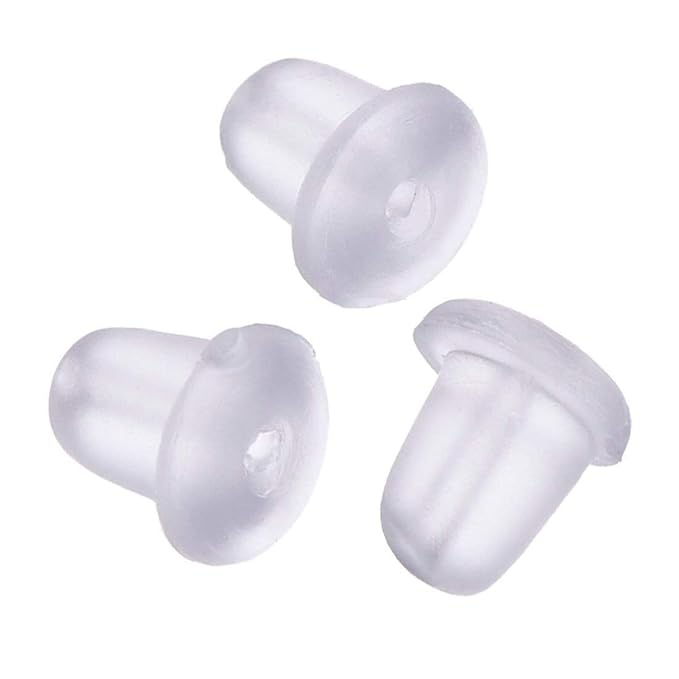 200pcs Clear Plastic Nut Backings Bullet 4mm Earring Back Stopper Clutch
