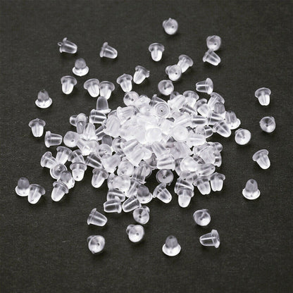 200pcs Clear Plastic Nut Backings Bullet 4mm Earring Back Stopper Clutch