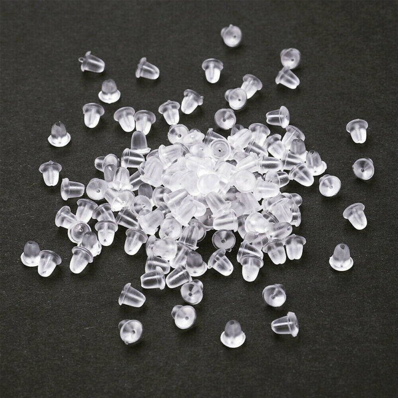 200pcs Clear Plastic Nut Backings Bullet 4mm Earring Back Stopper Clutch