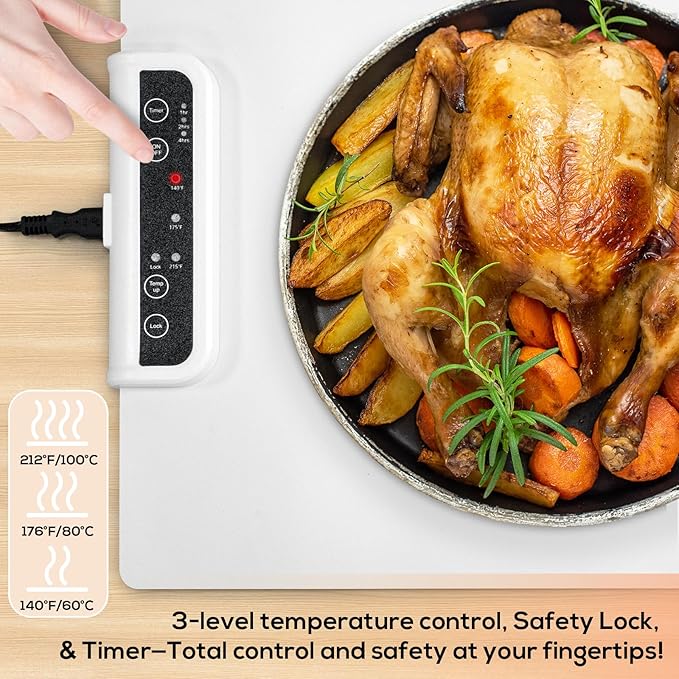 Silicone Electric Warming Tray Portable Food Warming Mat Roll Up Heating