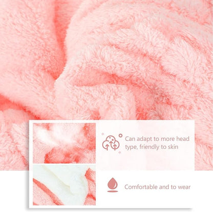 Wet Hair Microfiber Drying Towel Cap Super Absorbent Hair Towel Wrap Pink