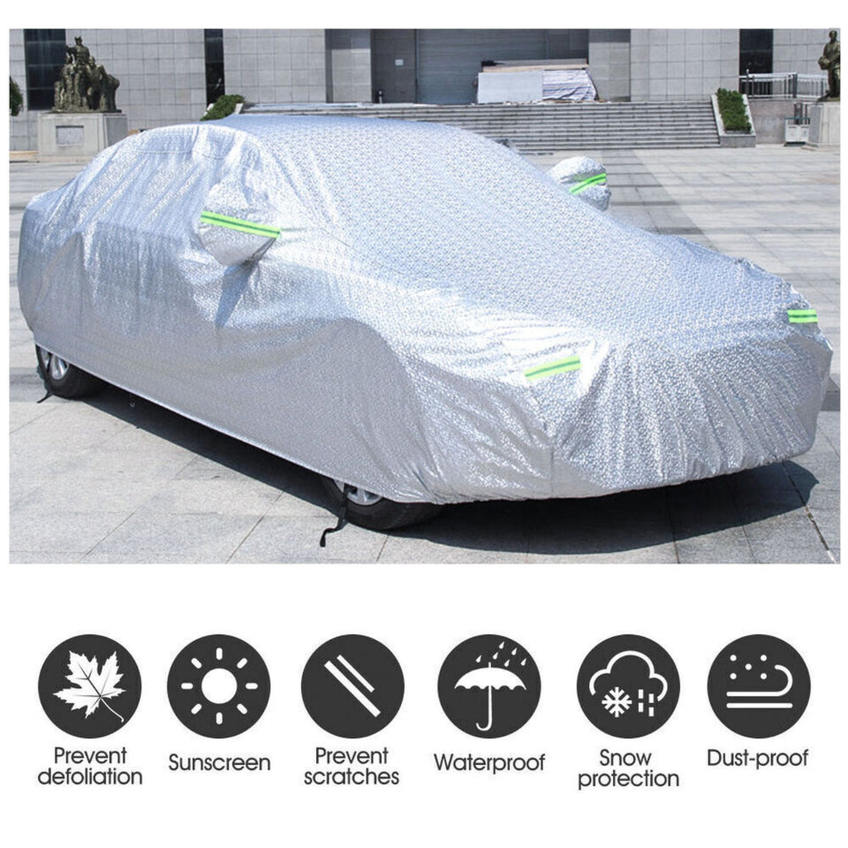 Waterproof Universal Size Car Cover 6 Layer Aluminum UV Dust Hail Resistant YXXL