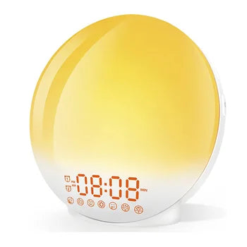 LED Bedside Sounds Night Lamp FM Radio Wake up Light 7 Color Sunrise Alarm Clock