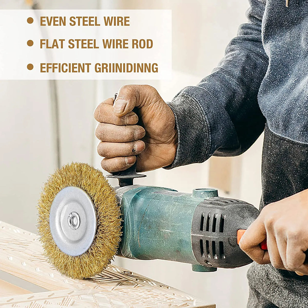 Drill Steel Metal Cleaning Rust Sanding Brass Wire Brush Cup Wheel Set