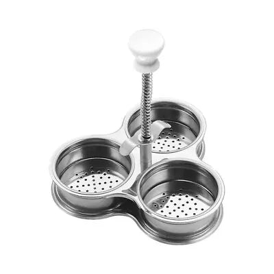 Egg Boiler Cooking Mold Egg Poacher-Poaching Pan Steamer 3 Cell Stainless Steel