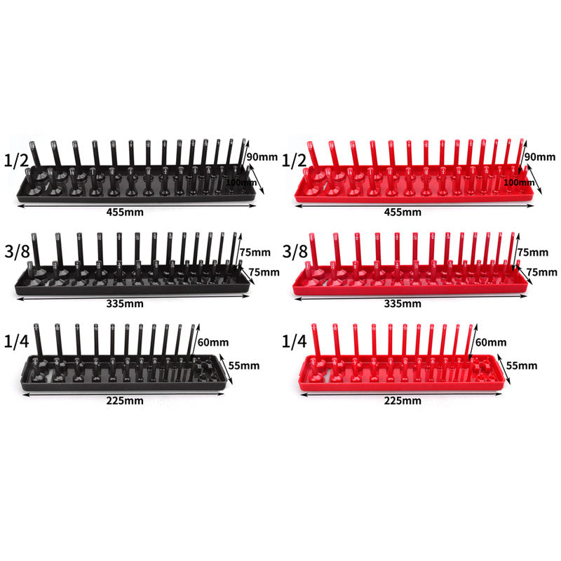 6PCS Shelf Garage Organizer Tray Rack Holder Metric SAE Socket 1/4" 3/8" 1/2"