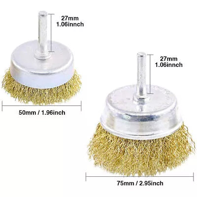 Drill Steel Metal Cleaning Rust Sanding Brass Wire Brush Cup Wheel Set