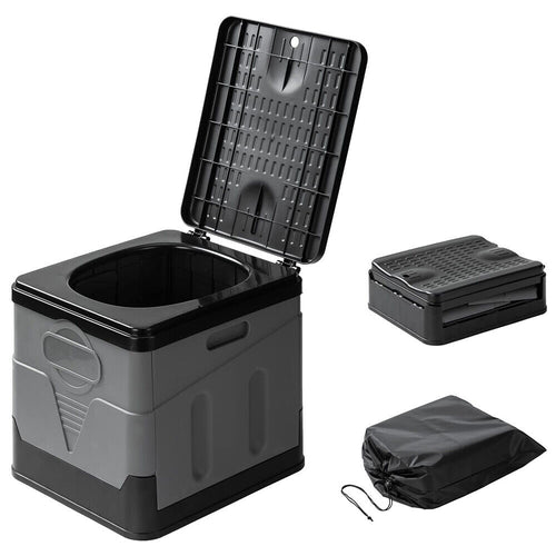 Potty Commode Bucket Seat Travel Bag Portable Folding Camping Toilet Outdoor 20L