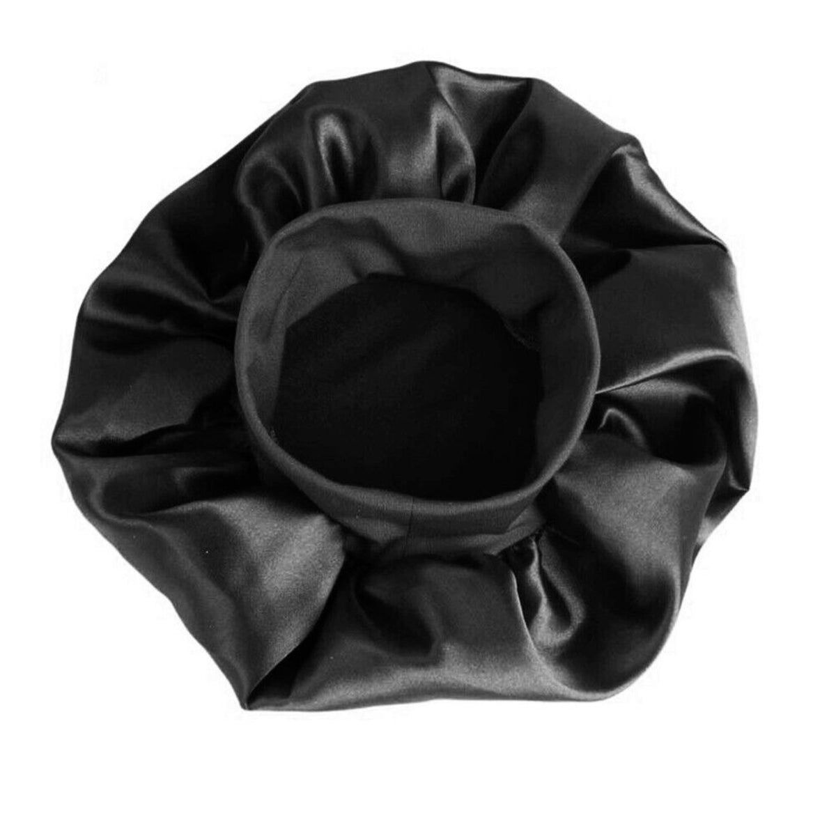 Black Elastic Satin Night Soft Sleeping Bonnet Hair Wrap Silk Cap Women