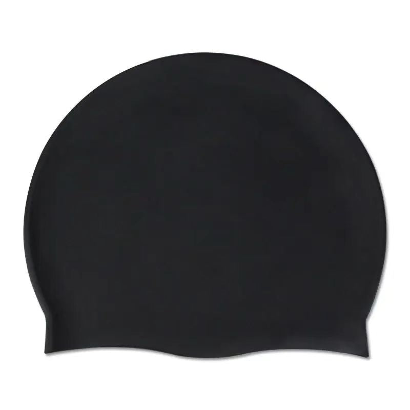 Men Women Swim Hat Silicone Swimming Cap Waterproof Adults Kids Unisex Black