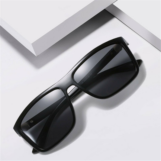 Polarized Sunglasses New Black Square Frame Driving Mens Designer Retro Eyewear