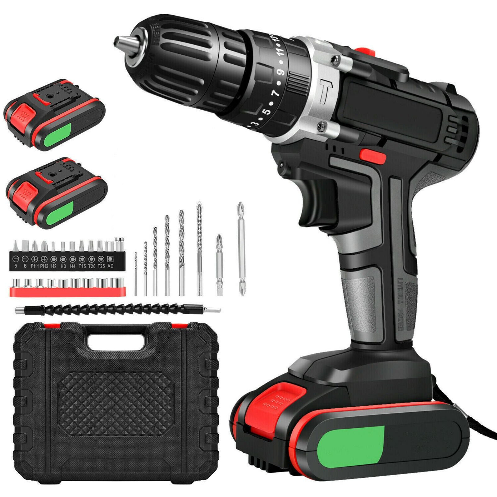 Impact Driver Brushless Hammer Kit 48V Heavy Battery Cordless Drill Tool
