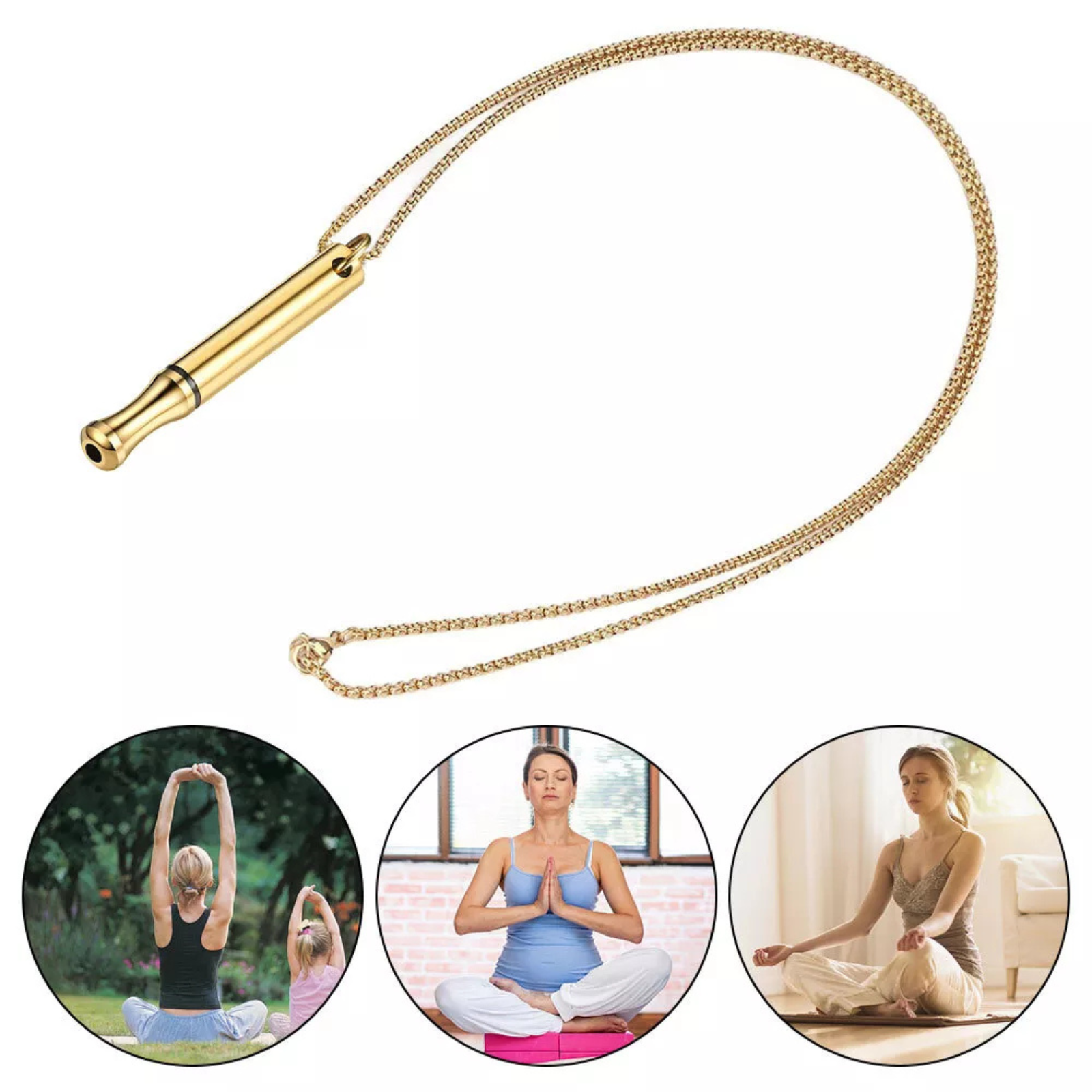 Natural Anxiety Relief Stress Straws Mindful Necklace Breathing Straw Gold