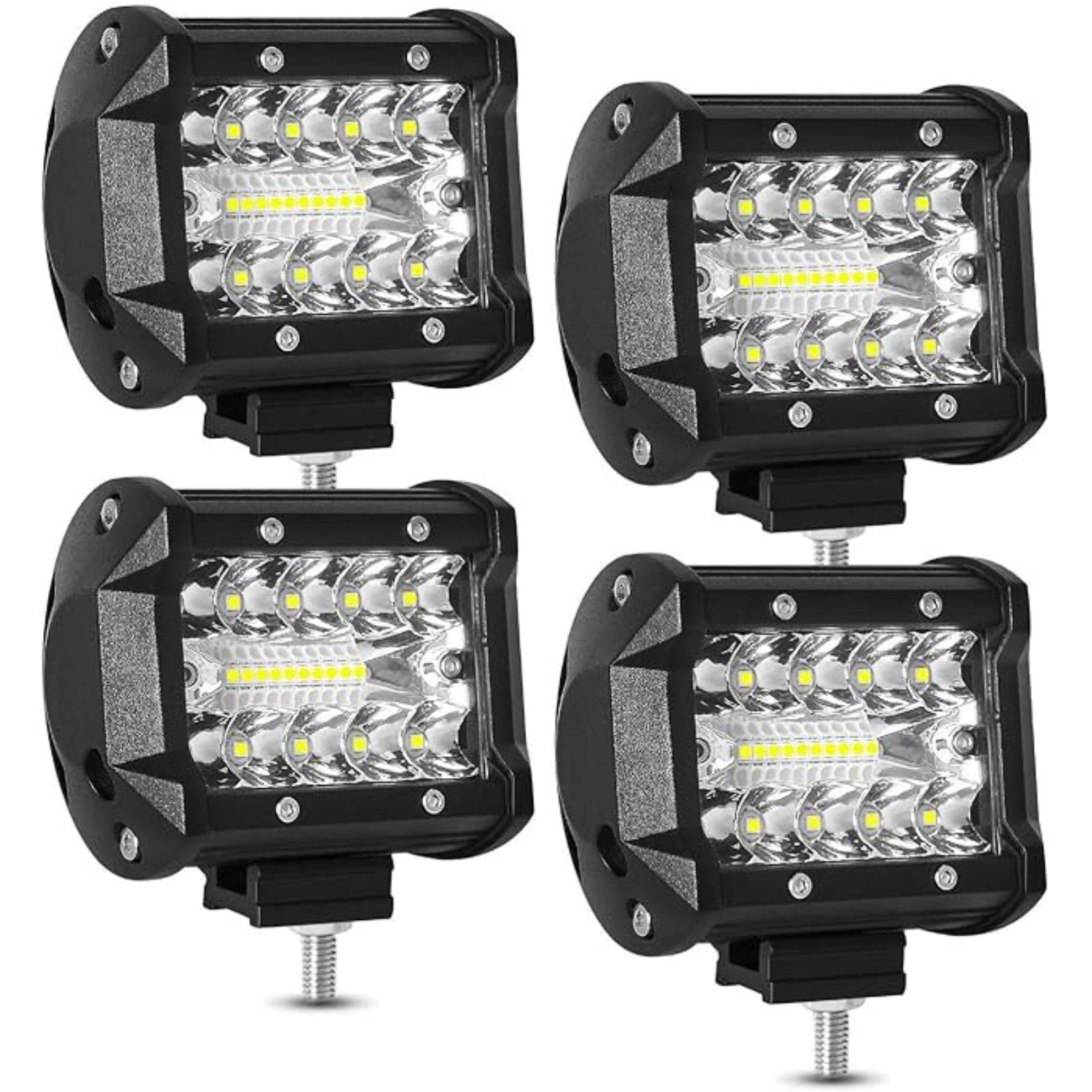 Flood Light Bar Reverse 4x 4inch 200W LED Work Lights 4WD 12V 24V