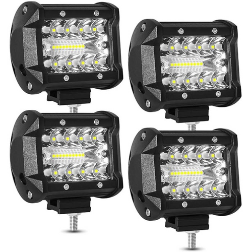 Flood Light Bar Reverse 4x 4inch 200W LED Work Lights 4WD 12V 24V