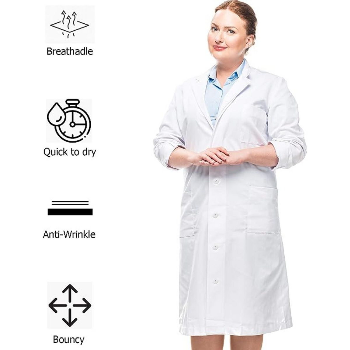 Doctors Laboratory Medical White Lab Coats Men Women Hygiene Food Industry