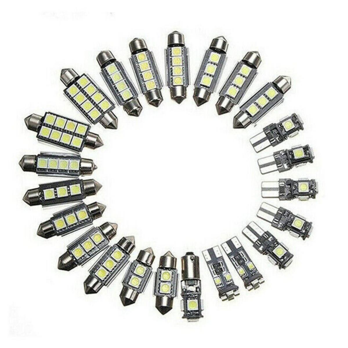 23x Interior White Light Bulb 5050 5smd Auto Dome Car 12v Led Festoon Globe DF