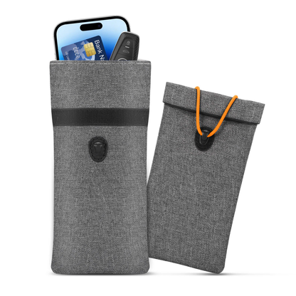 RFID Signal Blocking Faraday Phone Pouch Grey 2x Anti-Tracking Bag