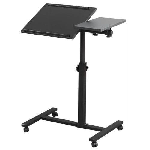 Mobile Laptop Desk Computer Table Stand Black Adjustable Rolling Office