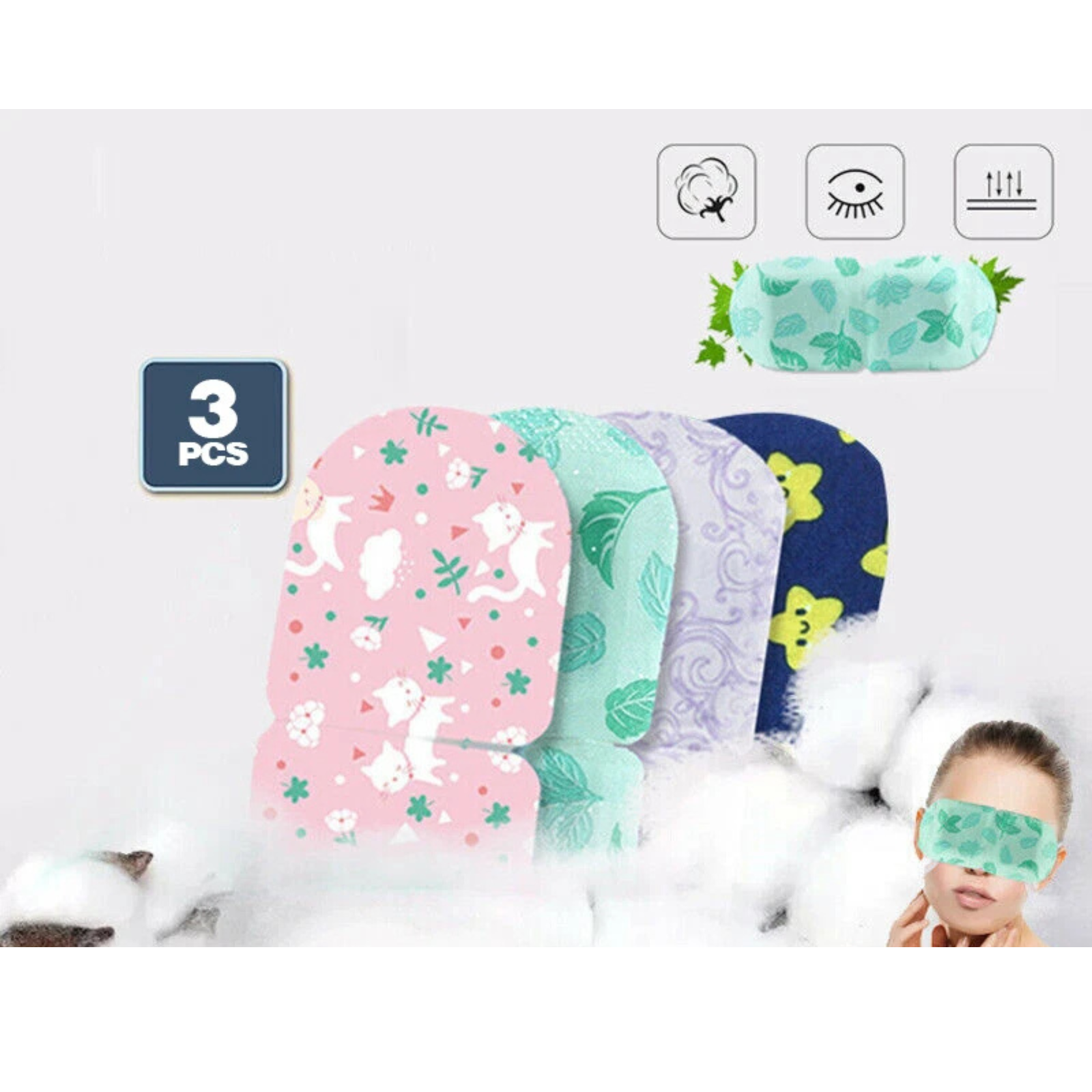 Steam Eye Warm Pad Mask Fatigue Relieve Soothing Use for Relaxation 3x Pack