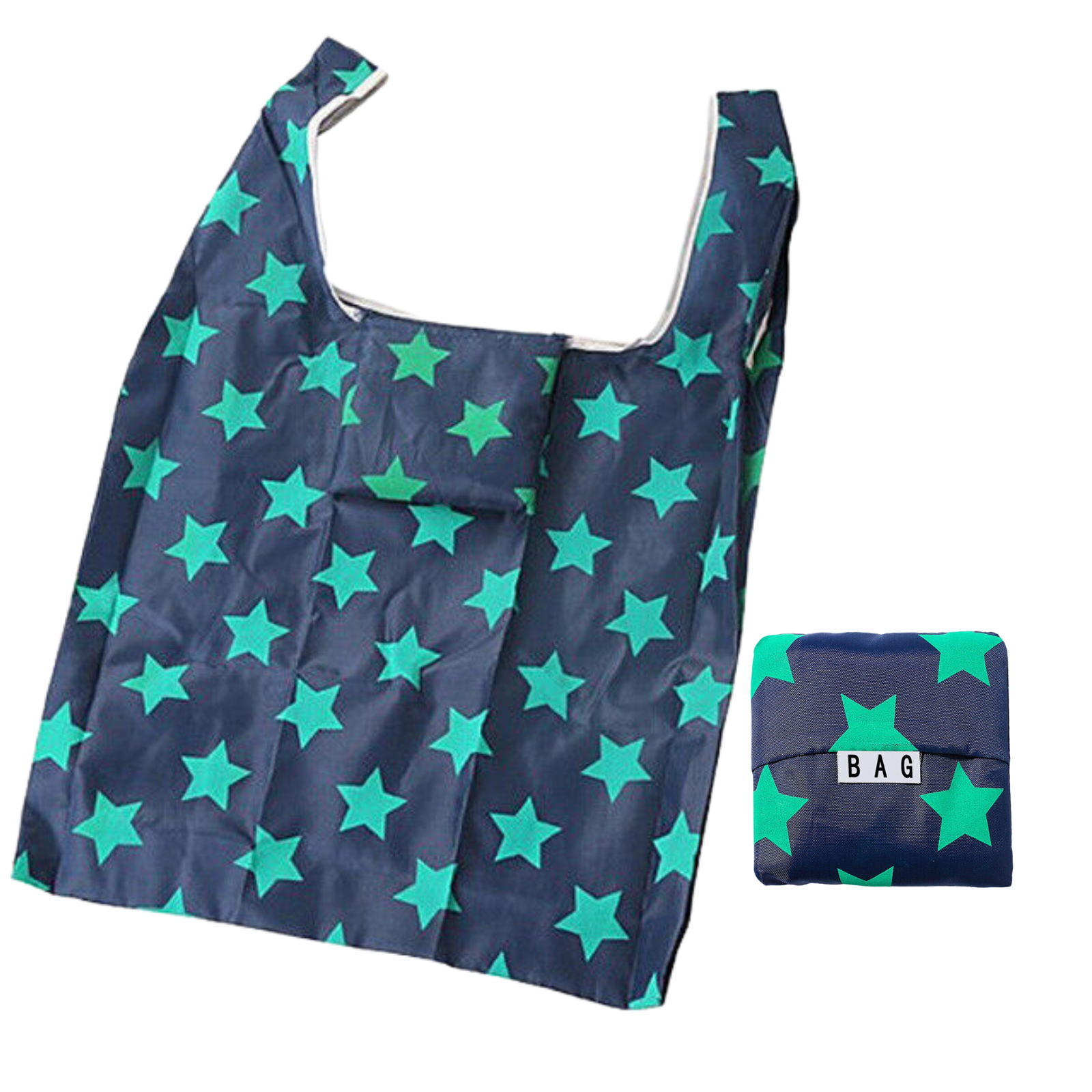 Grocery Shopping Carry Nylon Reusable Foldable Recycle Tote Bags Blue Big Star
