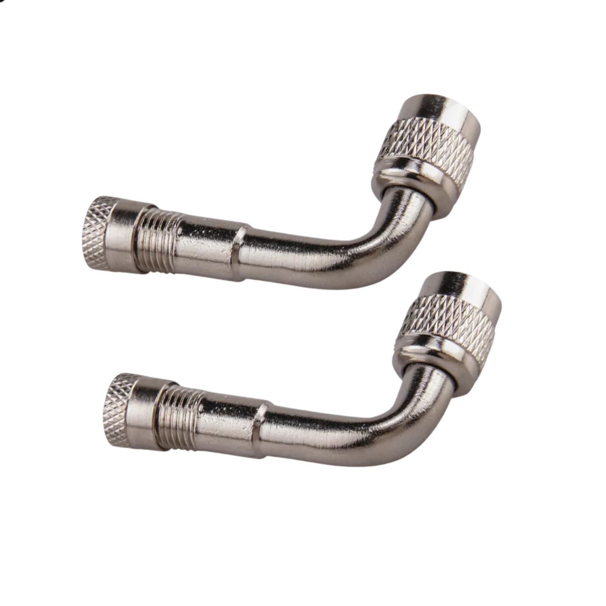 90 Degree Angle Silver Nozzles 2X Car Motorbike Tyre Valve Extension Adaptor