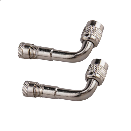 90 Degree Angle Silver Nozzles 2X Car Motorbike Tyre Valve Extension Adaptor