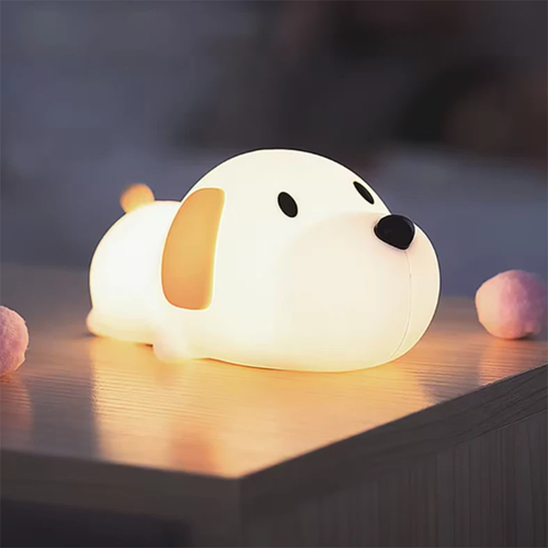 Cute Puppy Silicone Night Light for Kids Rechargeable Soft Glow Lamp