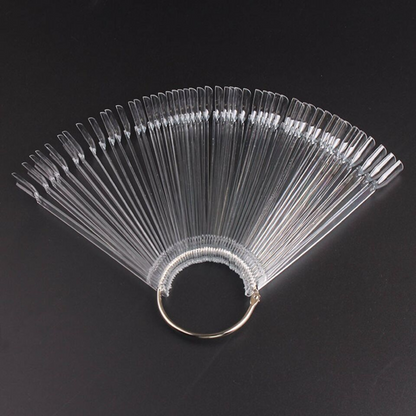 50x Clear Tips Swatch False Fake Nail Polish Wheel Chart Sticks