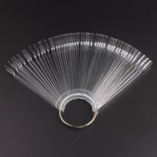 50x Clear Tips Swatch False Fake Nail Polish Wheel Chart Sticks