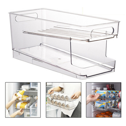 1x Can Organizer Rack 2 Tiers Stackable Beverage Holder For Refrigerator Kitchen