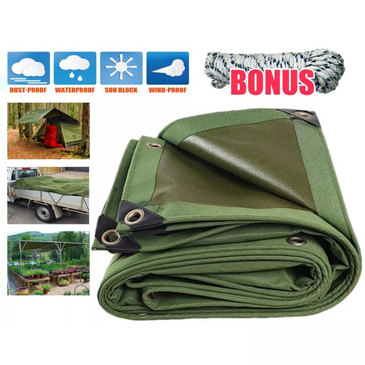 2M x 3M Sun Blocked Dustproof Army Waterproof Canvas Tarpaulin Heavy Duty