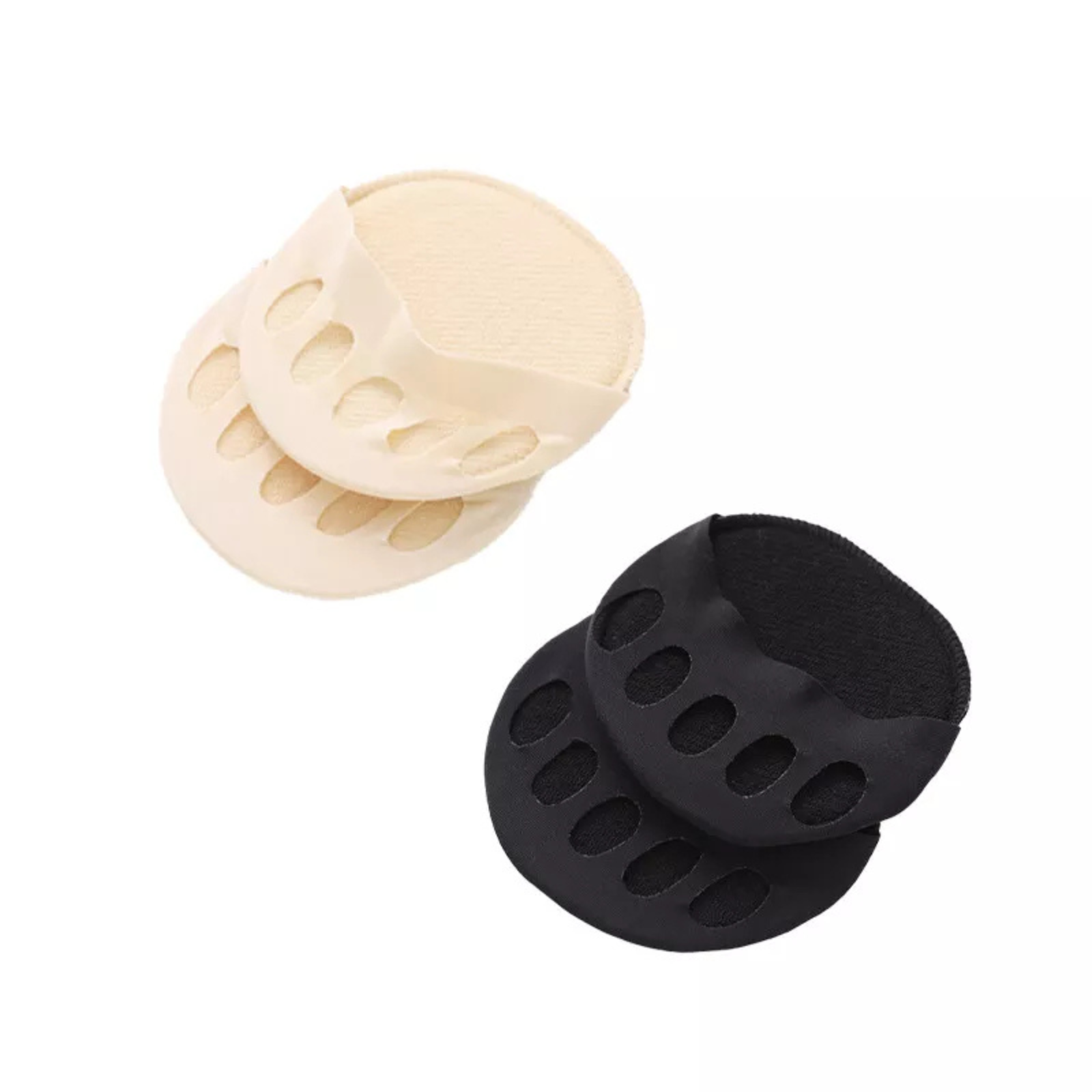 Black and Biege 2 Pairs Arches Protected Honeycomb Fabric Forefoot Pads Keeps