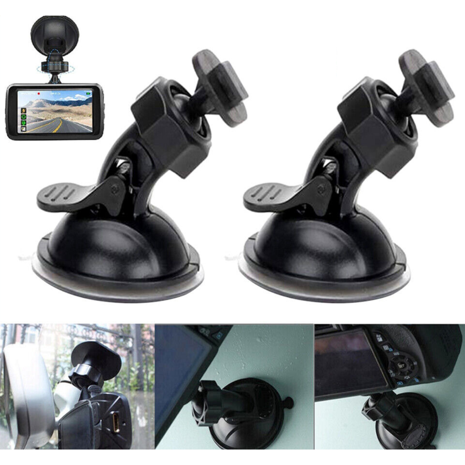 Windshield Dash Cam Holder Sport 2x Suction Cup Car DV DVR Camera Mount