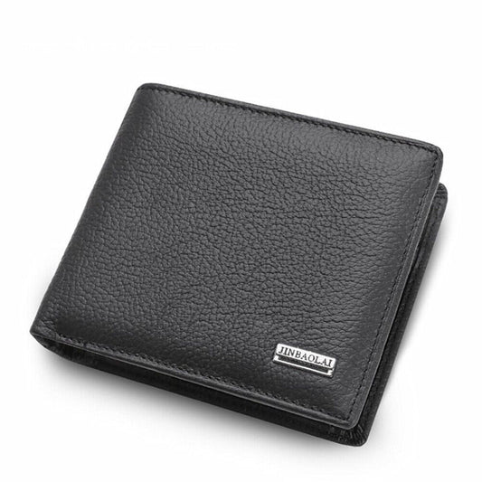 Coin Purse Wallet Genuine Mens Leather Wallet Multiple Card Slots Cowhide Black