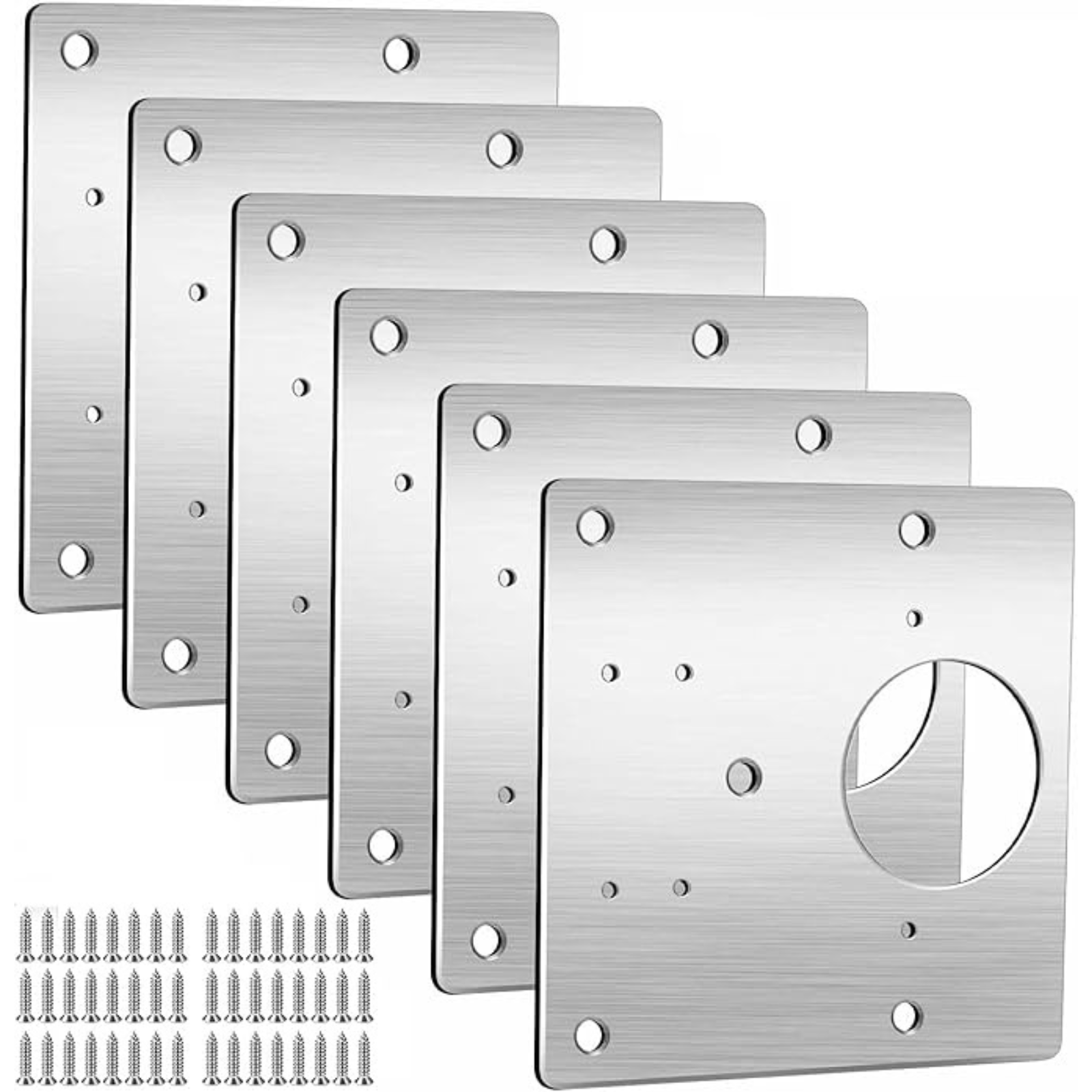 6 Sets Plate and Fixing Screws Cabinet Kitchen Cupboard Door Hinge Repair Kit