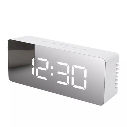 White LED Digital Alarm Clock Snooze Temperature Time USB Battery