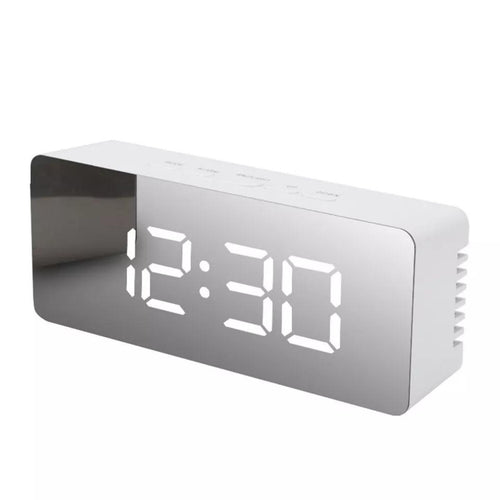 White LED Digital Alarm Clock Snooze Temperature Time USB Battery