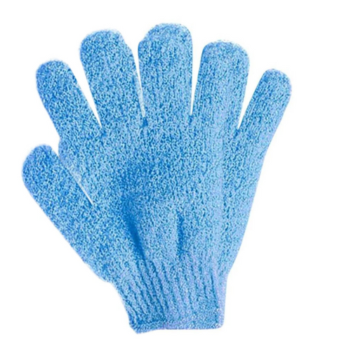 Spa Body Hand Scrub Towel 1 Pair Exfoliating Gloves Bath Shower Massager Blue