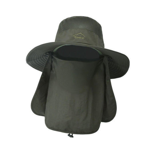 Flap Hat Wide Brim Unisex Cap Face Neck UV Sun Protection Hiking Fishing Army