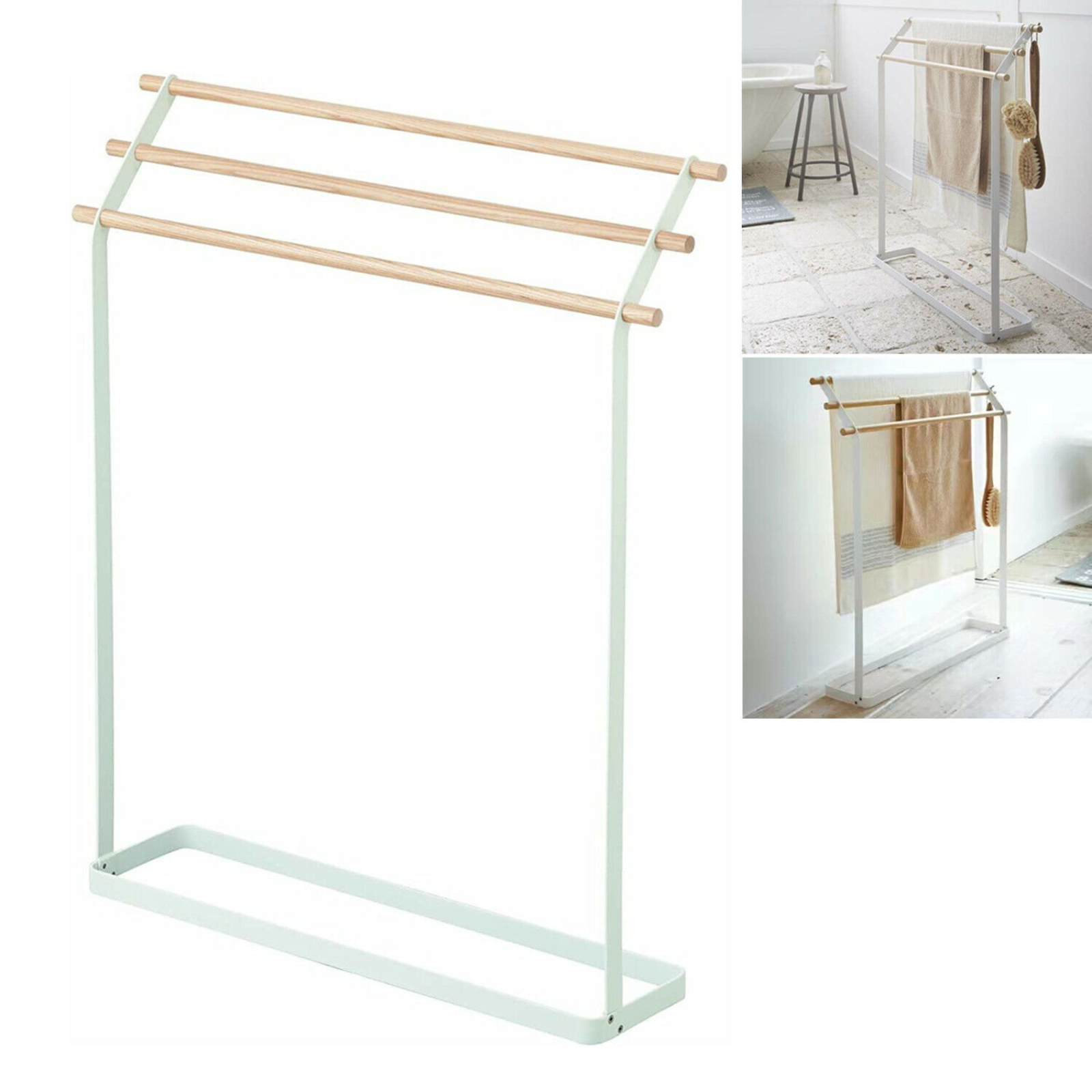 3 Tier Metal Towel Bar Stand Freestanding Towel Rack Storage Holder Dry Rack
