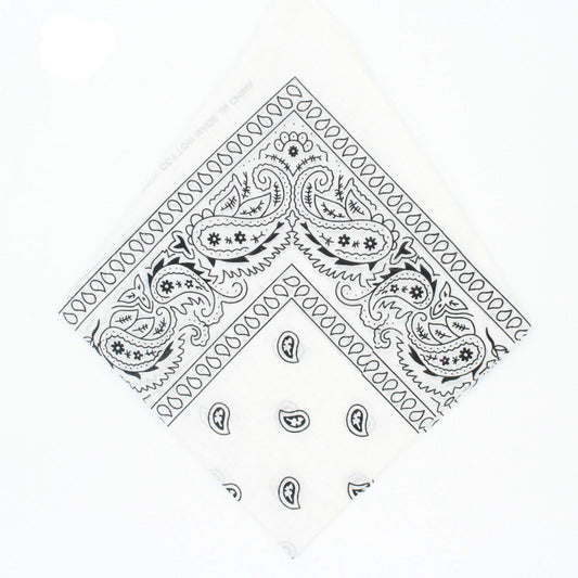 Paisley 100% Cotton White Bandanas Head Wrap Durag Summer Scarf