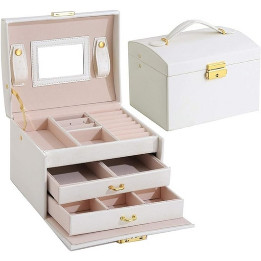 White Watch Case Holder Jewellery Storage Box Ring Earring Display Organizer