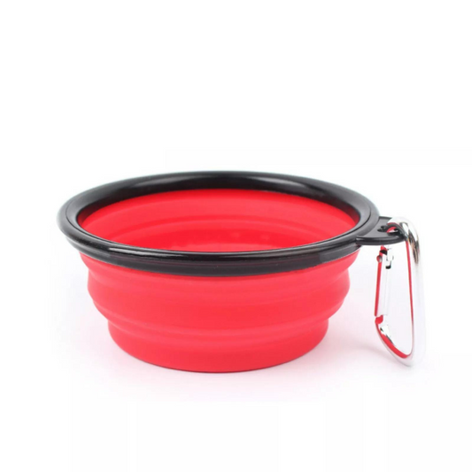 Feeding Bowl Water Dish Feeder Red with Black Ring Pet Dog Cat Collapsible