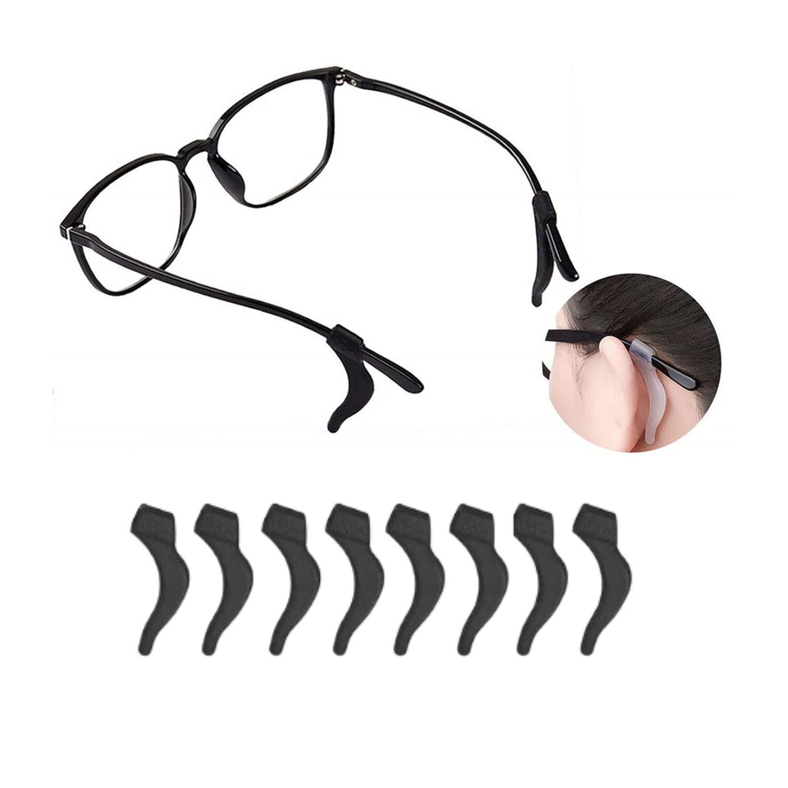 4 Pairs Anti Slip Holder Spectacle Silicone Glasses Temple Hook Ear Grips