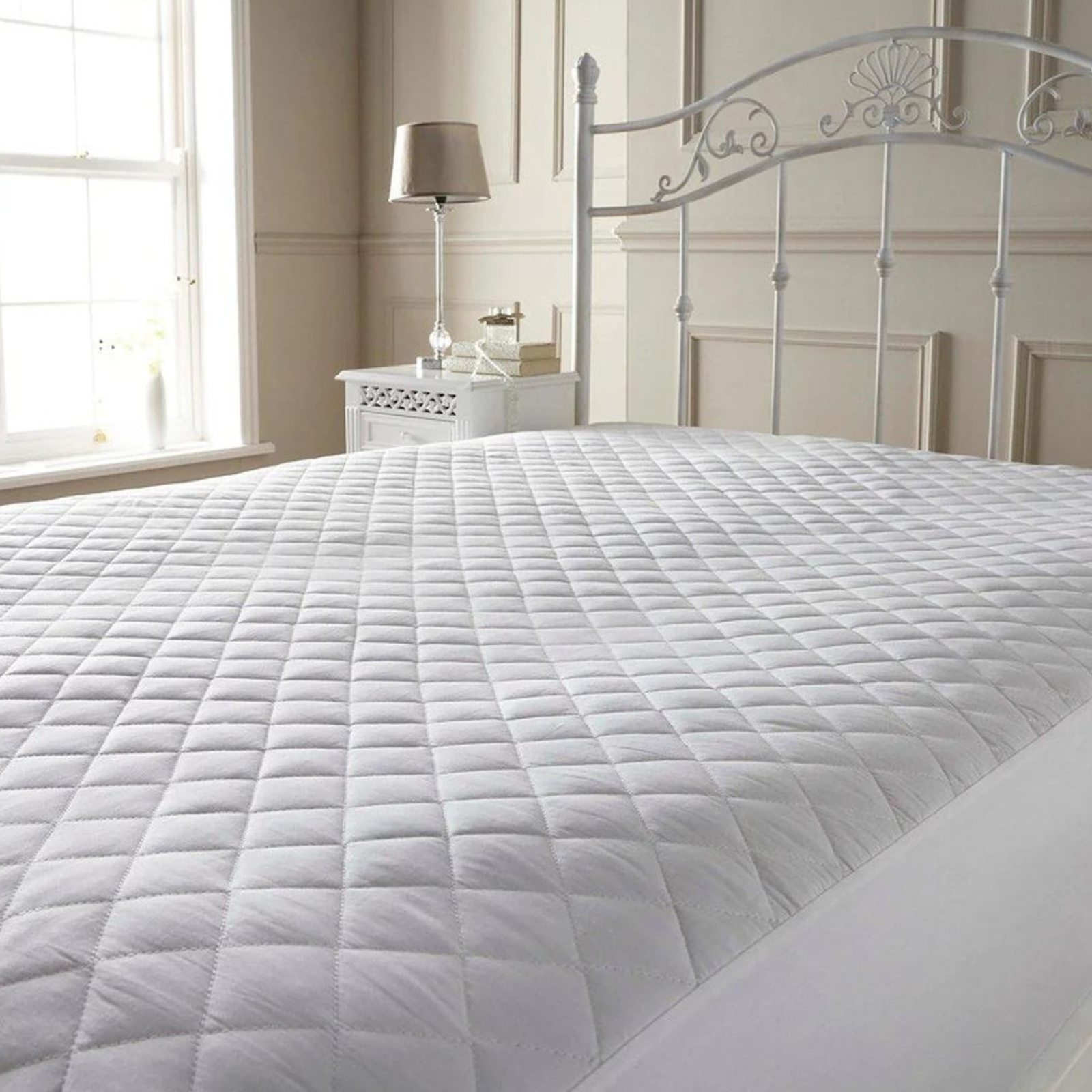 Cotton Cover Quilted Fitted Bed Mattress Protector Topper Underlay Queen Size